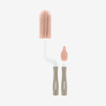 Set de cepillos de silicona para biberones y tetinas Rosa