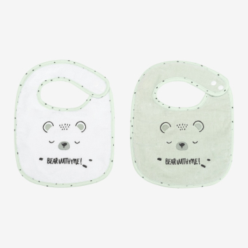 Set de 2 baberos rizo+velour Bear with me Menta