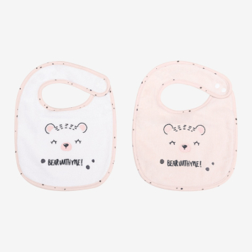 Set de 2 baberos rizo+velour Bear with me Rosa