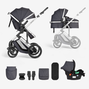 Carrito de bebé 3en1 asiento transf. Darling Gris Oscuro 2024