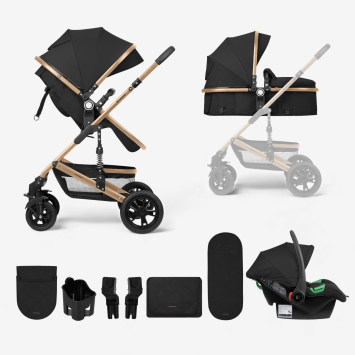 Carrito de bebé 3en1 asiento transf. Amaia Negro 2024