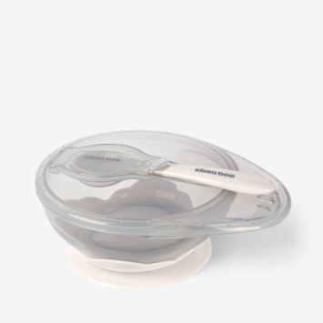 Bol con ventosa y cuchara Beige