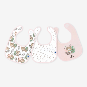 Set de 3 baberos de algodón Savanna Rosa