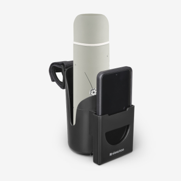 Portavasos/porta botellas con bolsillo para teléfono