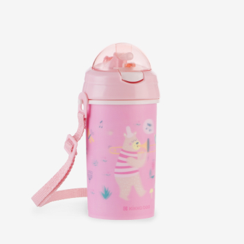 Vaso PP con pajita de silicona y correa 450ml Music Fest Rosa