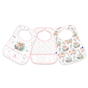 Set de baberos de rizo y EVA con recogemigas 3 uds Savanna Rosa