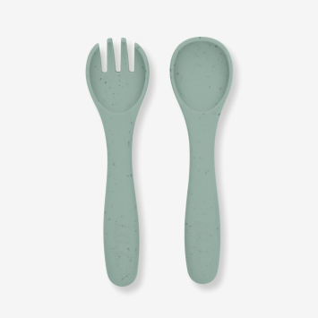 Juego de cuchara y tenedor Platinum Silicone Sage