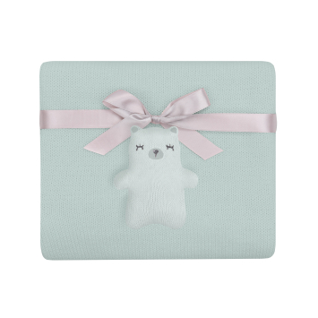 Manta de punto de algodón Bear with me Menta