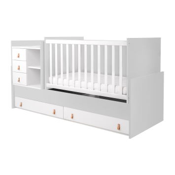 Cuna multifuncional de aglomerado Lorena color Gris