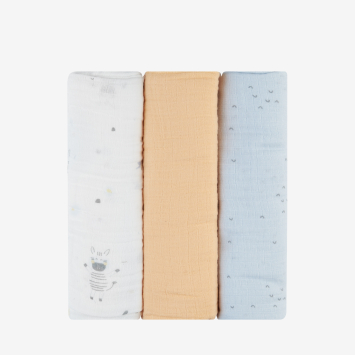 Juego de pañales de muselina 3 uds 100x100 cm Stripy Friends