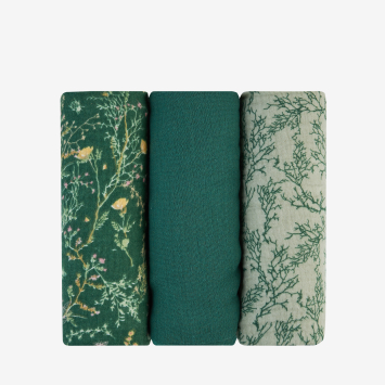 Juego de pañales de muselina 3 uds 75x75 cm Secret Garden Verde