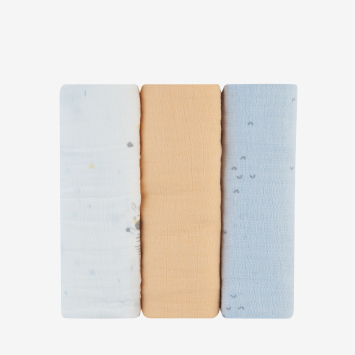 Juego de pañales de muselina 3 uds 75x75 cm Stripy Friends