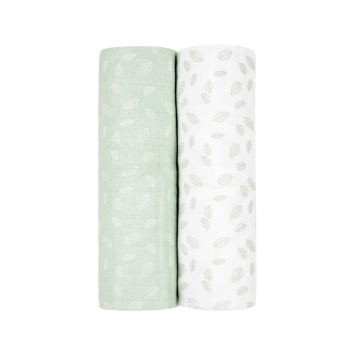 Juego de pañales de muselina 2 uds 80x80 cm Leaves Menta