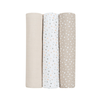 Muslin swaddle set 3 pcs 100x100 cm Dots Beige