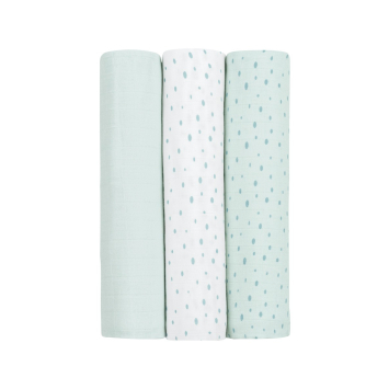 Muslin swaddle set 3 pcs 100x100 cm Dots Blue
