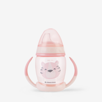 Vasito de PP con boquilla de silicona 200ml Happy Face Rosa