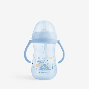 Vasito de PP con pajita de silicona 300ml Dino World Azul