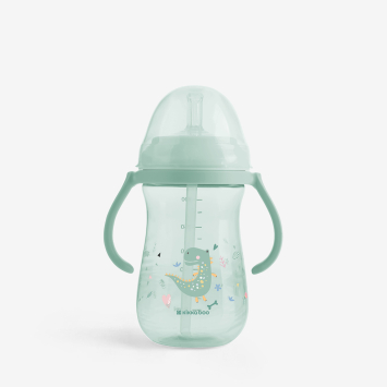 Vasito de PP con pajita de silicona 300ml Dino World Menta