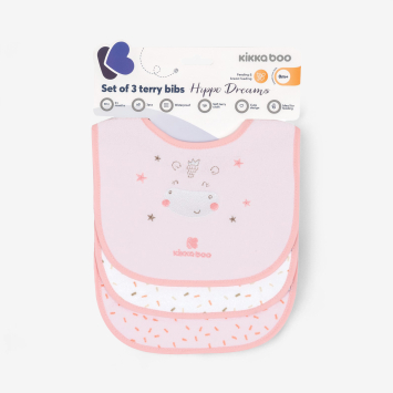 Set de 3 baberos de rizo Hippo Dreams Rosa