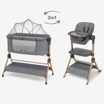 Cuna de colecho + Trona 2en1 Sleat Me Gris