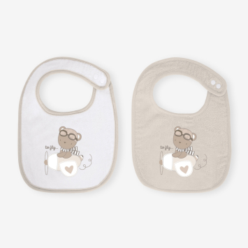 Set de 2 baberos de rizo Dreamy Flight Beige