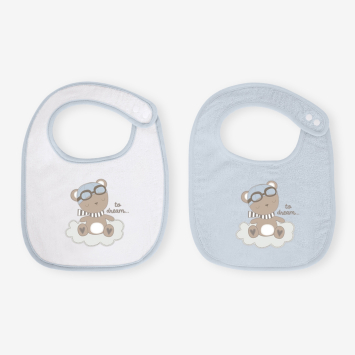 Set de 2 baberos de rizo Dreamy Flight Azul