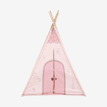 Teepee de madera con alfombra acolchada - Casa Rosa